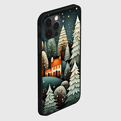 Чехол для iPhone 12 Pro Ночной снегопад в лесу, цвет: 3D-черный — фото 2