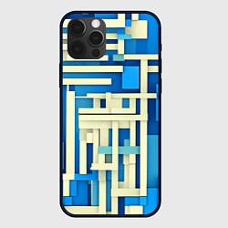 Чехол для iPhone 12 Pro Полосы на синем фоне, цвет: 3D-черный