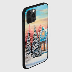 Чехол для iPhone 12 Pro Новогодние снежные домики, цвет: 3D-черный — фото 2