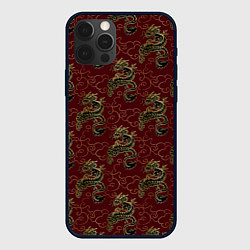 Чехол для iPhone 12 Pro Азиатский стиль дракона, цвет: 3D-черный
