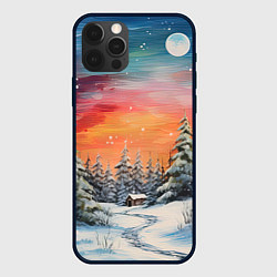 Чехол для iPhone 12 Pro Заснеженная радость нового года, цвет: 3D-черный