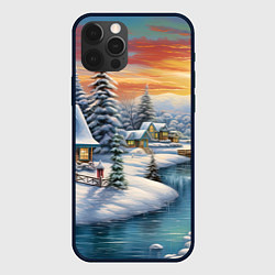 Чехол для iPhone 12 Pro Зимняя маленькая речка, цвет: 3D-черный