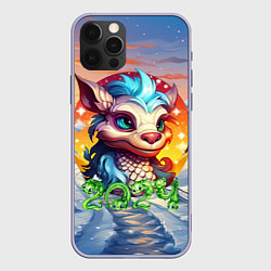 Чехол для iPhone 12 Pro Новогодний дракон 2024, цвет: 3D-светло-сиреневый