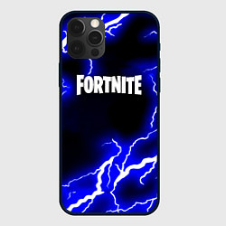 Чехол для iPhone 12 Pro Fortnite шторм молнии неон, цвет: 3D-черный