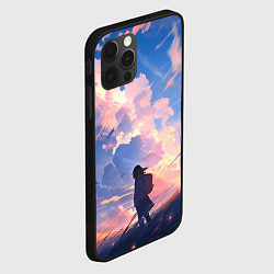 Чехол для iPhone 12 Pro Девушка на фоне ветряков, цвет: 3D-черный — фото 2