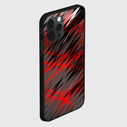 Чехол для iPhone 12 Pro Красные полосы надрезы, цвет: 3D-черный — фото 2