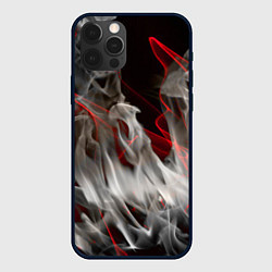 Чехол для iPhone 12 Pro Дым и красные узоры, цвет: 3D-черный