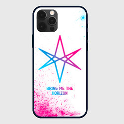 Чехол для iPhone 12 Pro Bring Me the Horizon neon gradient style, цвет: 3D-черный