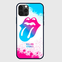 Чехол для iPhone 12 Pro Rolling Stones neon gradient style, цвет: 3D-черный