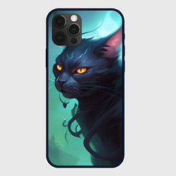 Чехол для iPhone 12 Pro Демонический котик черный - big picture, цвет: 3D-черный