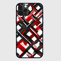 Чехол для iPhone 12 Pro Красные и чёрные мазки, цвет: 3D-черный
