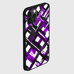 Чехол для iPhone 12 Pro Фиолетовые и чёрные мазки, цвет: 3D-черный — фото 2