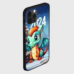 Чехол для iPhone 12 Pro Милый новогодний дракон 2024, цвет: 3D-черный — фото 2