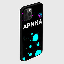 Чехол для iPhone 12 Pro Арина и неоновый герб России посередине, цвет: 3D-черный — фото 2