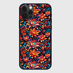 Чехол для iPhone 12 Pro Красивый русский узор, цвет: 3D-черный