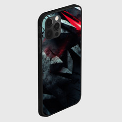 Чехол для iPhone 12 Pro Черная металлическая с красной вставкой, цвет: 3D-черный — фото 2
