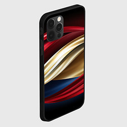 Чехол для iPhone 12 Pro Золотые и красные волны абстракции, цвет: 3D-черный — фото 2