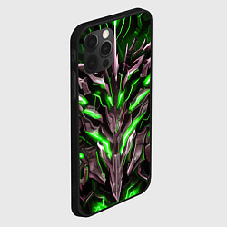 Чехол для iPhone 12 Pro Зелёная кибер броня, цвет: 3D-черный — фото 2