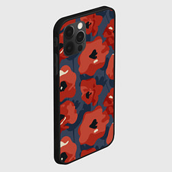 Чехол для iPhone 12 Pro Абстрактные красные маки - паттерн, цвет: 3D-черный — фото 2
