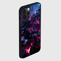 Чехол для iPhone 12 Pro Фиолетовые кубы в фиолетовом дыме, цвет: 3D-черный — фото 2