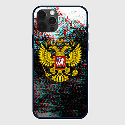 Чехол для iPhone 12 Pro Россия герб краски глитч, цвет: 3D-черный