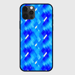 Чехол для iPhone 12 Pro Синее пиксельное полотно, цвет: 3D-черный
