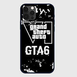 Чехол для iPhone 12 Pro GTA6 glitch на темном фоне, цвет: 3D-черный