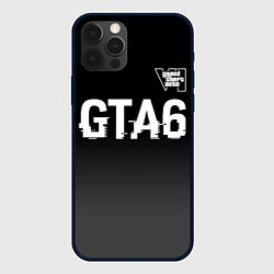 Чехол для iPhone 12 Pro GTA6 glitch на темном фоне посередине, цвет: 3D-черный