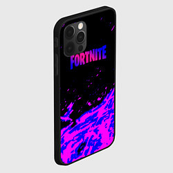 Чехол для iPhone 12 Pro Fortnite neon logo steel, цвет: 3D-черный — фото 2