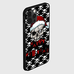 Чехол для iPhone 12 Pro Happy New Year новогодний череп, цвет: 3D-черный — фото 2