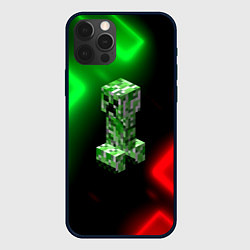 Чехол для iPhone 12 Pro Крипер на неоновом фоне абстракция, цвет: 3D-черный