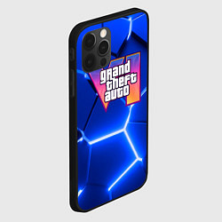 Чехол для iPhone 12 Pro GTA 6 лого на фоне разлома синих плит, цвет: 3D-черный — фото 2