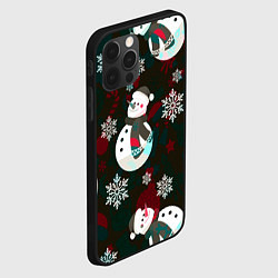 Чехол для iPhone 12 Pro Снеговики узоры, цвет: 3D-черный — фото 2