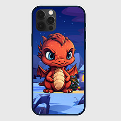 Чехол для iPhone 12 Pro Забавный красный дракон 2024, цвет: 3D-черный