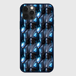Чехол для iPhone 12 Pro Кибернетическая броня синяя, цвет: 3D-черный