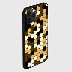 Чехол для iPhone 12 Pro Камуфляж гексагон коричневый, цвет: 3D-черный — фото 2