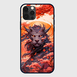 Чехол для iPhone 12 Pro Тигровый дракон сакура, цвет: 3D-черный