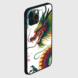 Чехол для iPhone 12 Pro Japanese dragon - engraving art, цвет: 3D-черный — фото 2