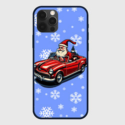 Чехол для iPhone 12 Pro Дед Мороз едет на машине, цвет: 3D-черный
