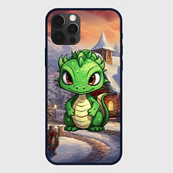 Чехол для iPhone 12 Pro Дракон и новогодний город, цвет: 3D-черный