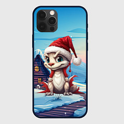 Чехол для iPhone 12 Pro Новогодний дракон в красной шапочке 2024 год, цвет: 3D-черный