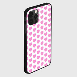 Чехол для iPhone 12 Pro Нежные розовые сердечки, цвет: 3D-черный — фото 2