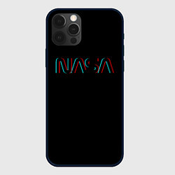 Чехол для iPhone 12 Pro NASA glitch color usa, цвет: 3D-черный