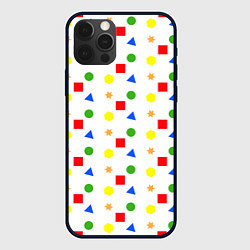 Чехол для iPhone 12 Pro Разноцветные геометрические фигурки, цвет: 3D-черный
