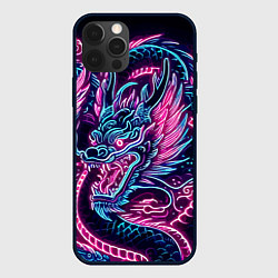 Чехол для iPhone 12 Pro Neon Japanese dragon - irezumi, цвет: 3D-черный