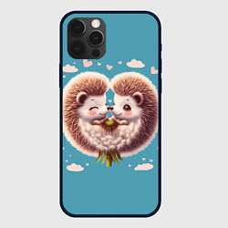 Чехол для iPhone 12 Pro Ежики одуванчики - сердце, цвет: 3D-черный