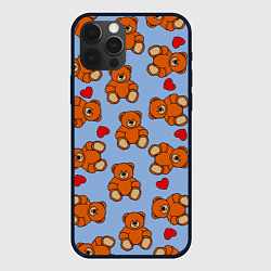 Чехол для iPhone 12 Pro Игрушки мишки и сердца, цвет: 3D-черный