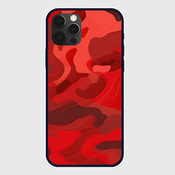 Чехол для iPhone 12 Pro Красный камуфляж крупный, цвет: 3D-черный