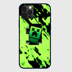 Чехол для iPhone 12 Pro Minecraft зеленый паттерн крипер, цвет: 3D-черный