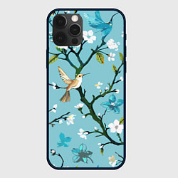 Чехол для iPhone 12 Pro Колибри ветка цветущего сада, цвет: 3D-черный